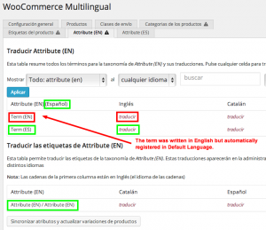Translating global attributes in WooCommerce Multilingual