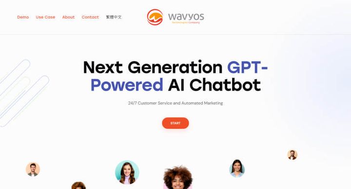 AI Chatbots by Wavyos Technologies – screenshot del sito web