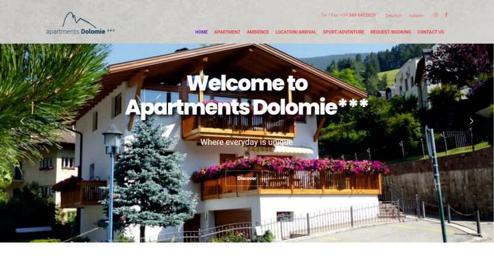 Apartments Dolomie *** – 网站屏幕截图