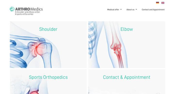 ARTHRO Medics – screenshot del sito web