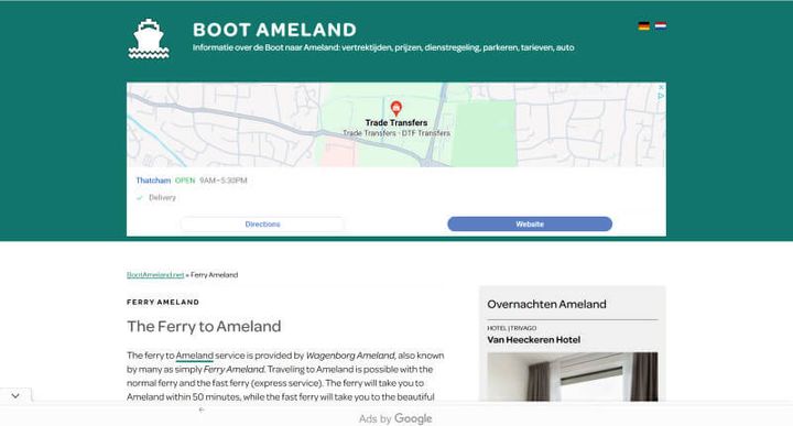Boot Ameland — скриншот сайта