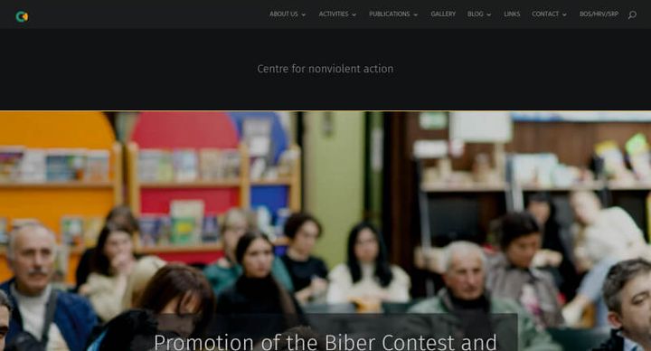 Centre for nonviolent action – 网站屏幕截图