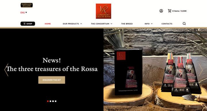 Consorzio Vacche Rosse — скриншот сайта
