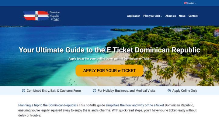 E Ticket Dominican Republic – 网站屏幕截图