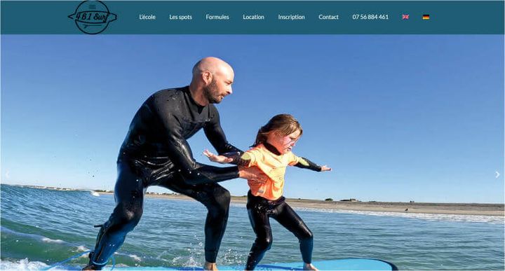 Ecole de surf Audierne – screenshot del sito web