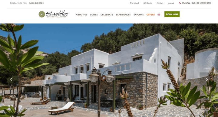 ELaiolithos Luxury Suites — скриншот сайта