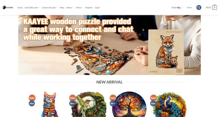 KAAYEE Wooden Puzzles – 网站屏幕截图