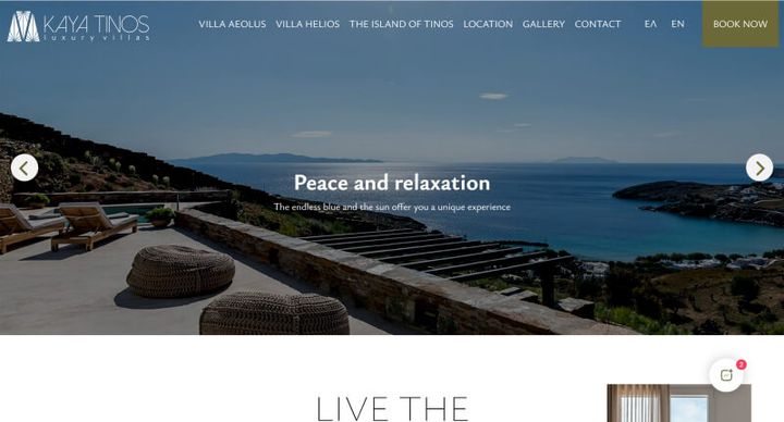 Kaya Tinos – screenshot del sito web