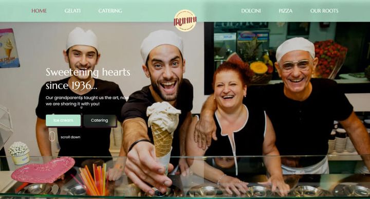 Los Iannini Ice Cream Shop – 网站屏幕截图