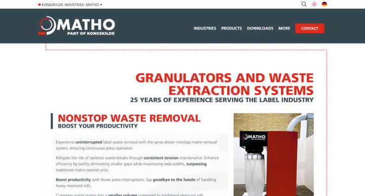 MATHO Absaugtechnik GmbH — скриншот сайта