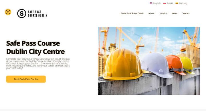 Safe Pass Course Dublin – screenshot del sito web
