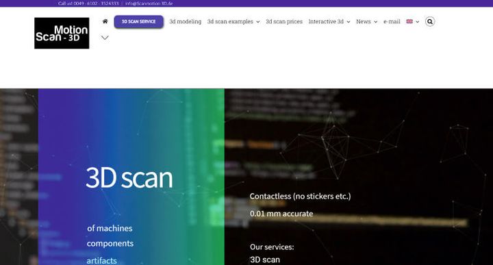 Scanmotion 3D – screenshot del sito web