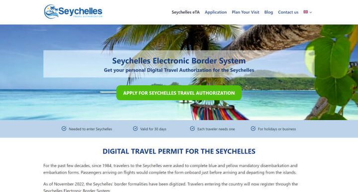 Seychelles Electronic Border System – 网站屏幕截图