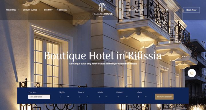 Theoxenia House Hotel — скриншот сайта