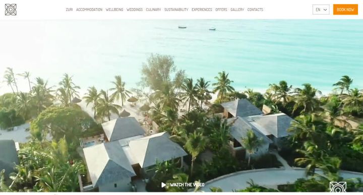 Zuri Zanzibar – screenshot del sito web