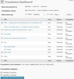 لوحة إدارة الترجمة في WPML