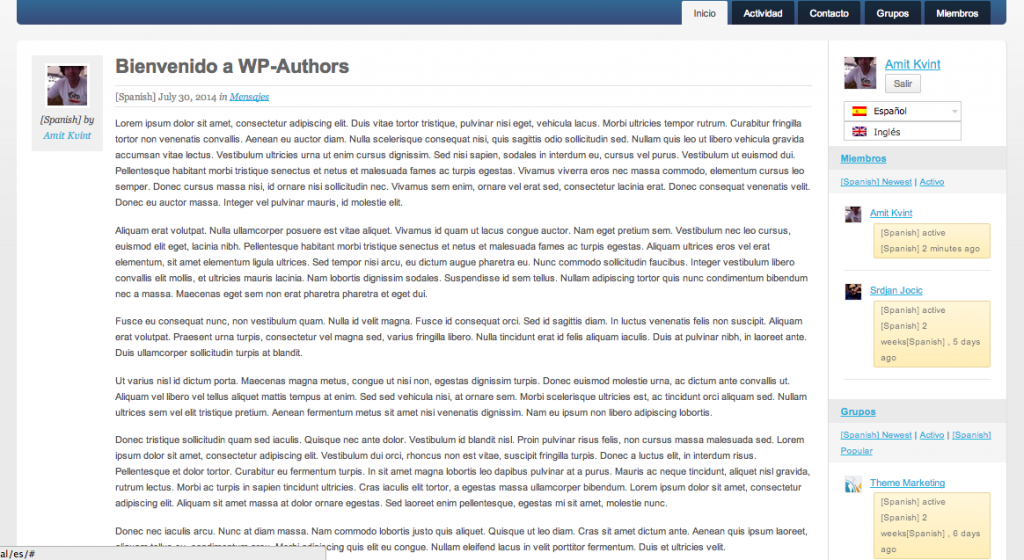 BuddyPress Multilingual Home in spagnolo