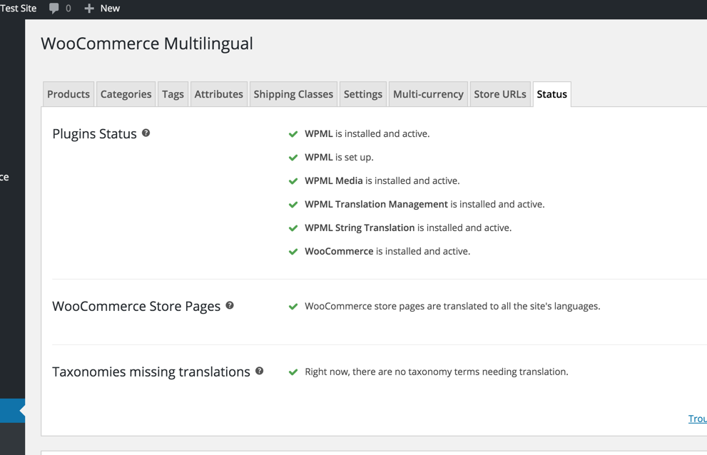 The Status page