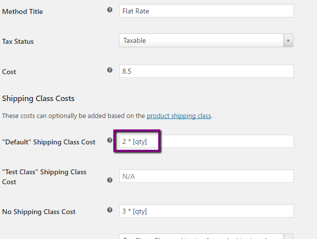 Shortcodes in shipping class costs