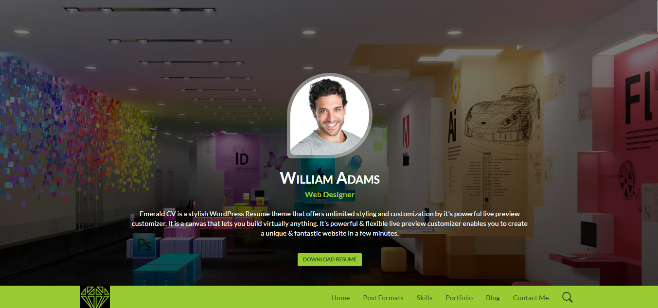 Emerald CV theme screenshot