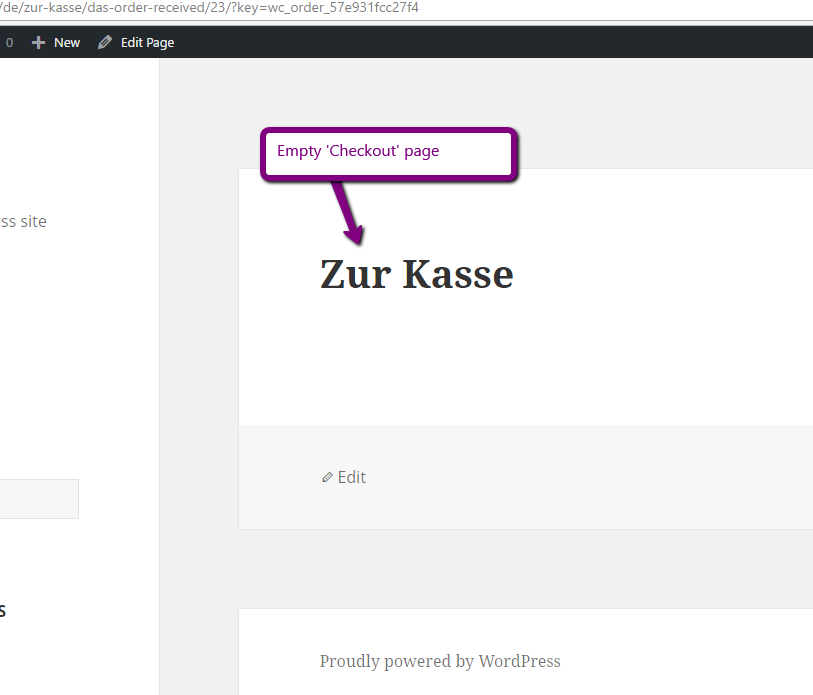 Empty "Checkout' page