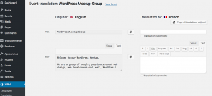 Translating an event using WPML’s Translation Editor