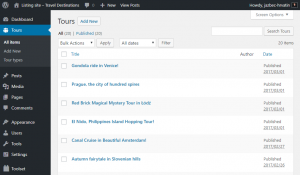 Elenco dei post personalizzati nel back-end