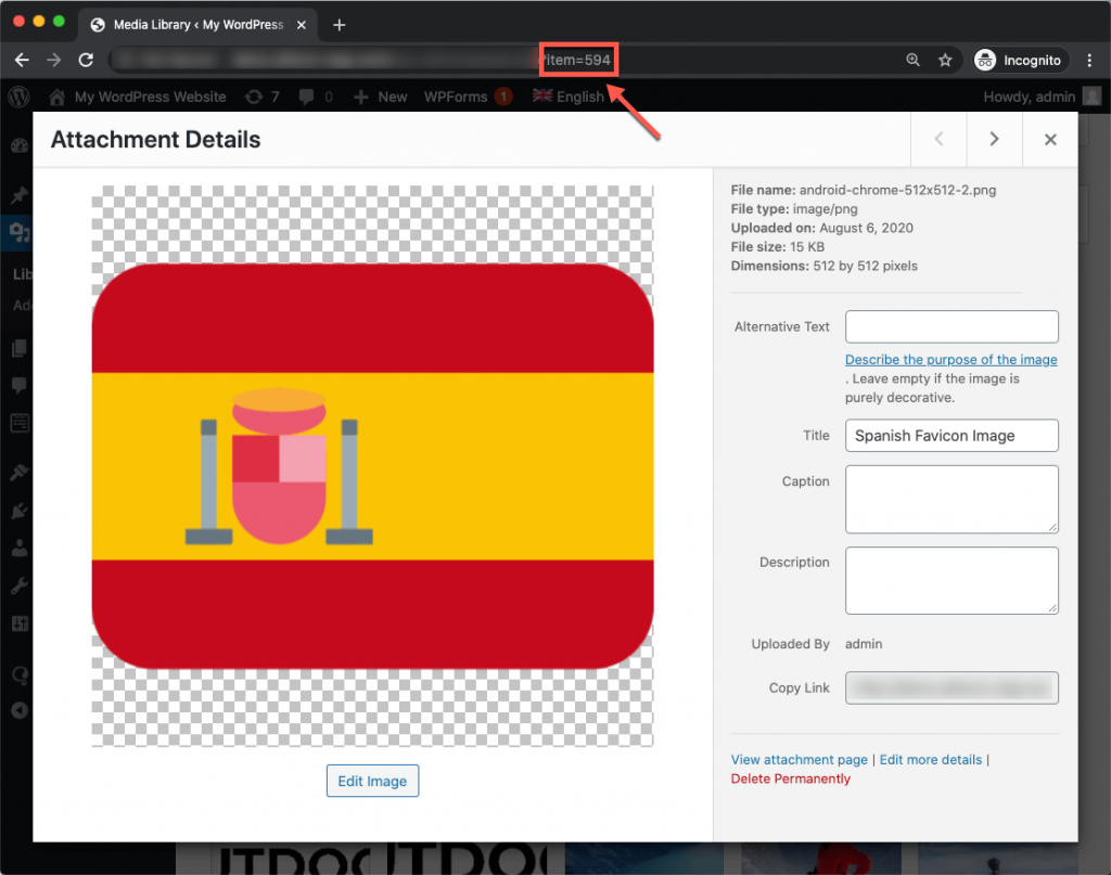 Tìm mã số mục của favicon cho ngôn ngữ phụ