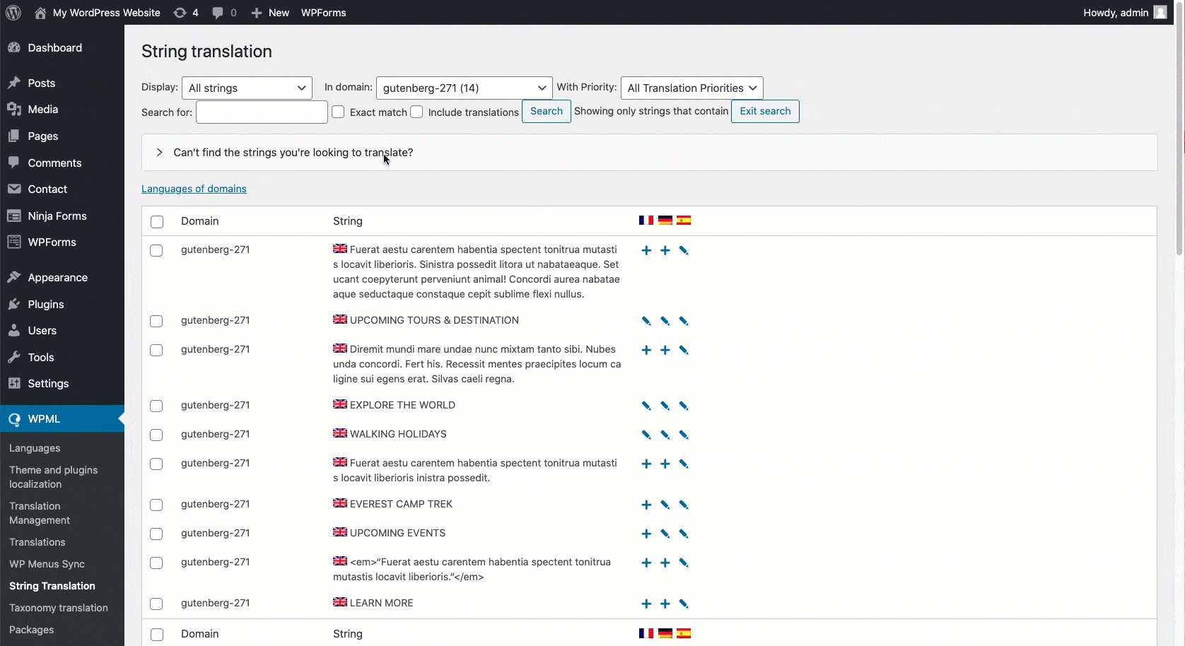 New Admin String Interface