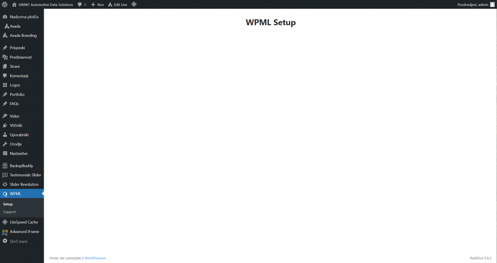 Continuando no Setup Wizard sem escolher os idiomas do site