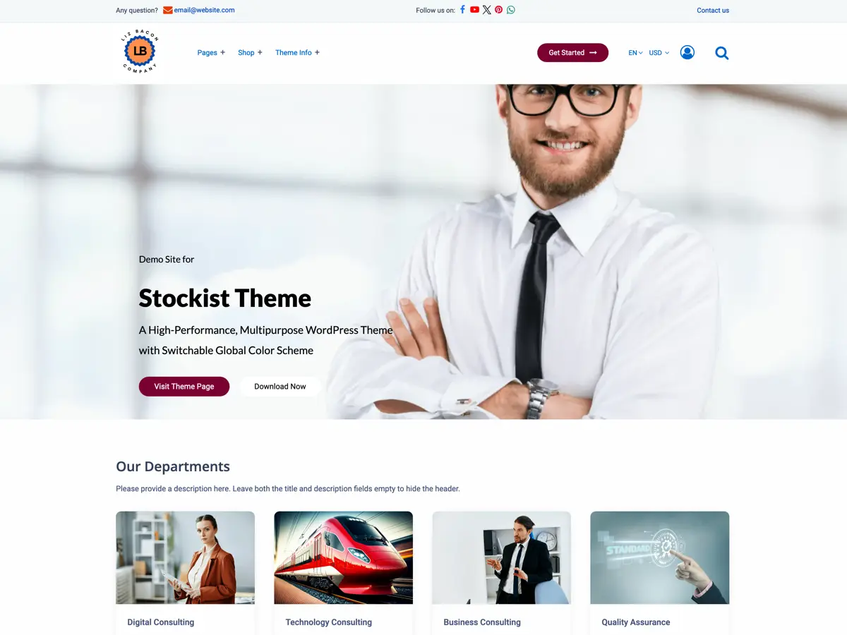 ภาพหน้าจอธีม Stockist