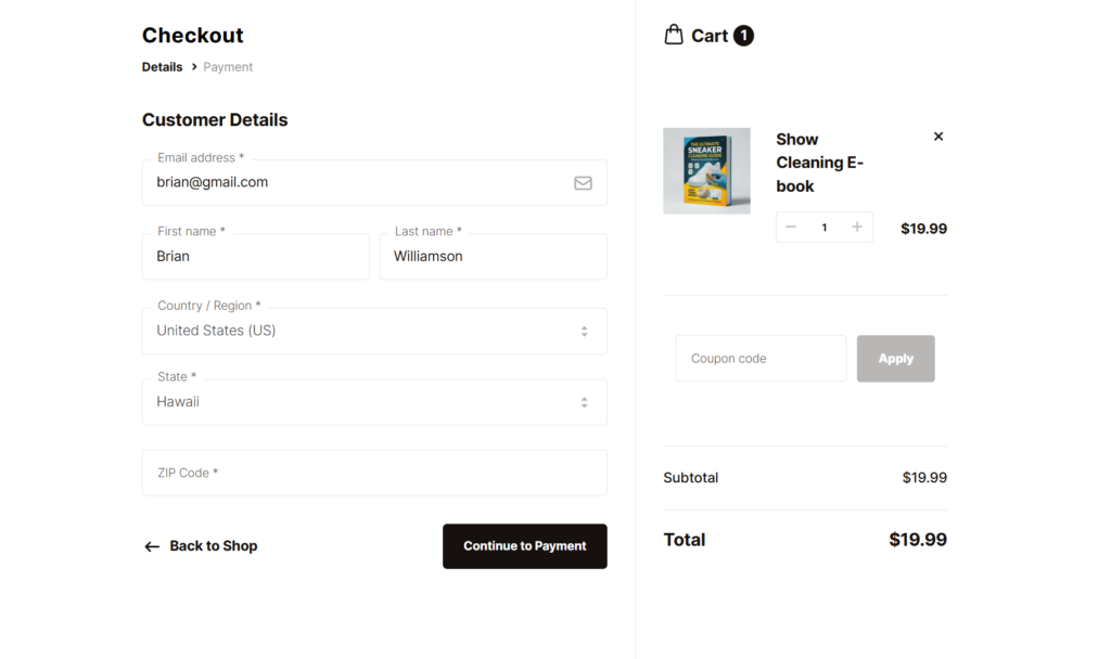 Preset fields for digital product