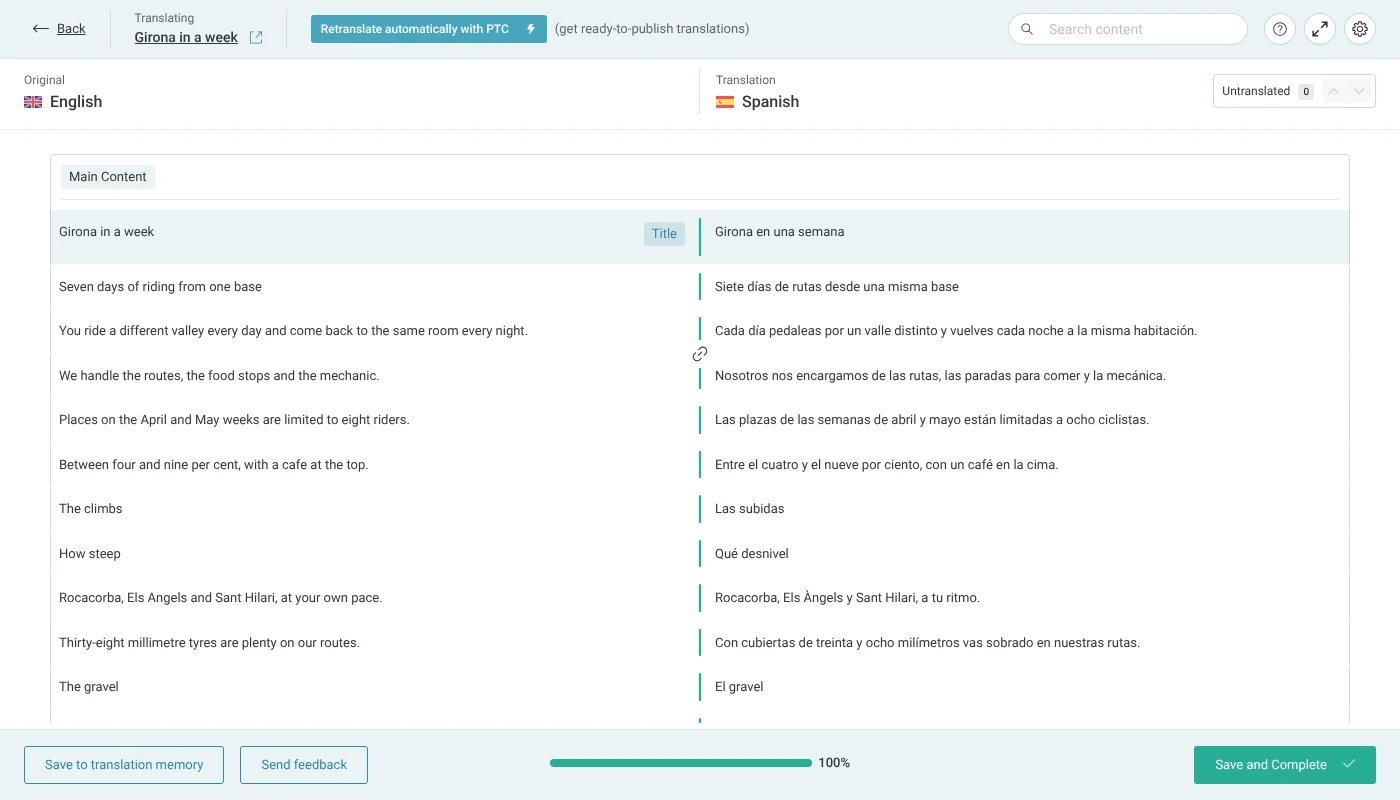 Translating the post in the Advanced Translation Editor