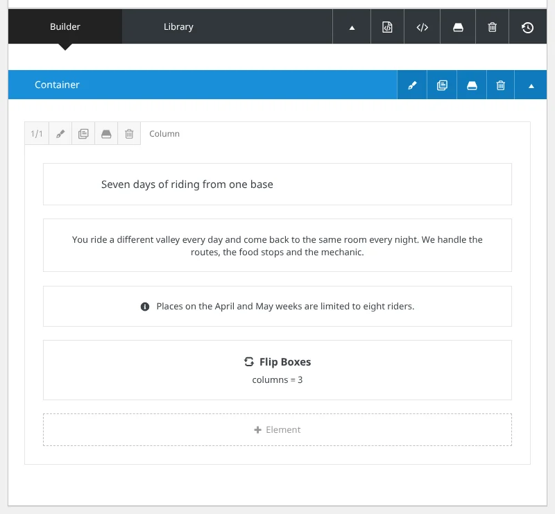 A simple page built using the Avada Builder