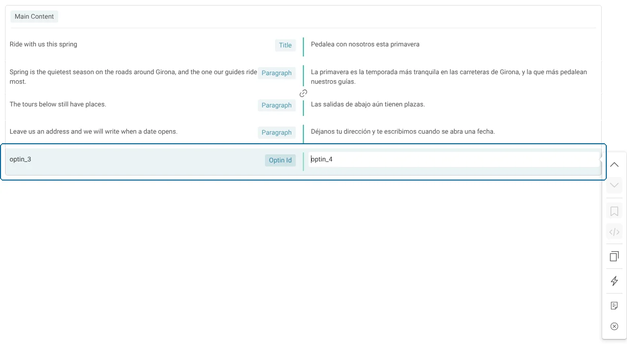 Translating the optin form ID