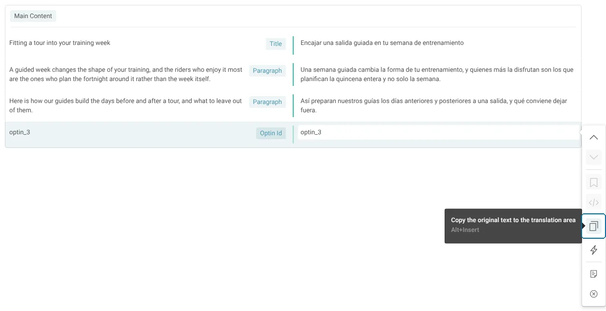 Copy the optin form ID into your secondary language