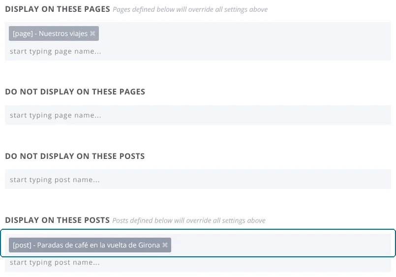 Selecting the secondary language posts and pages to display the opt-in form on