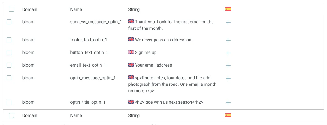 Translating the pop-up opt-in form texts in String Translation