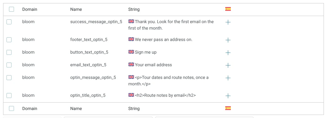 Translating the opt-in widget texts in String Translation