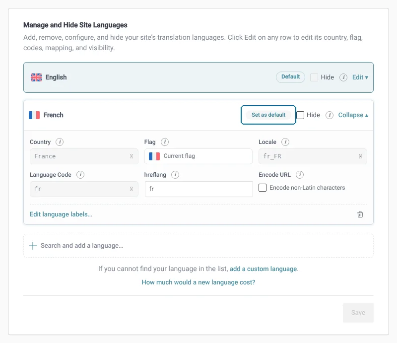 Modification de la langue par défaut de votre site