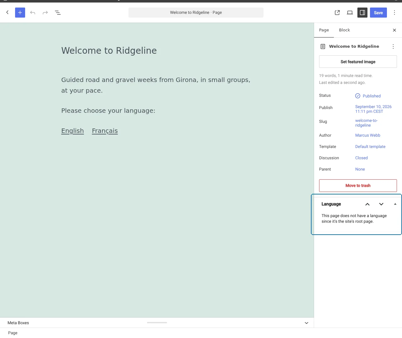 An example of a root page