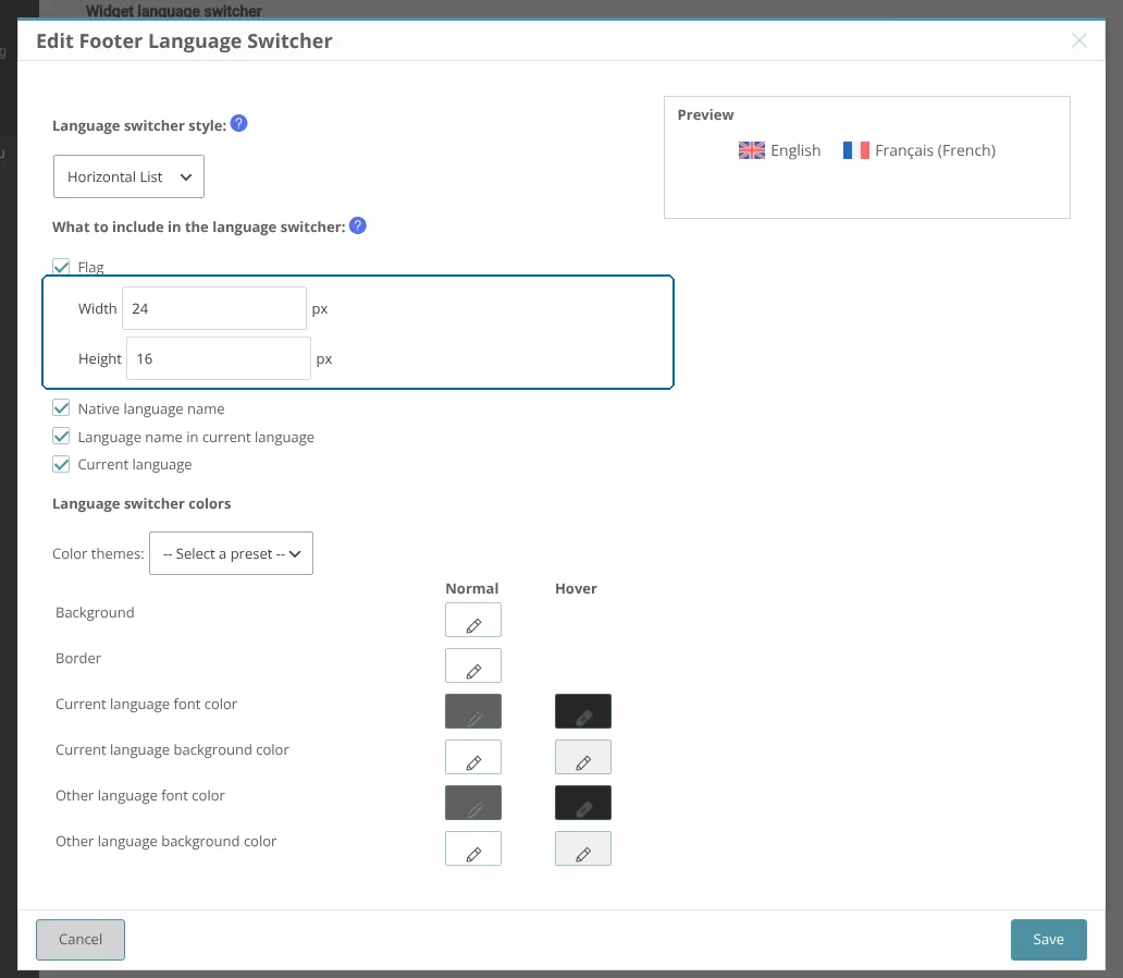 Adjusting the flag size for a language switcher