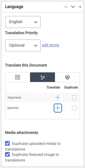 Click the plus icon to translate the page