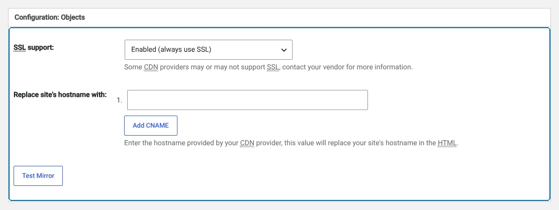 CDN – Einstellungen des Abschnitts Configuration: Objects