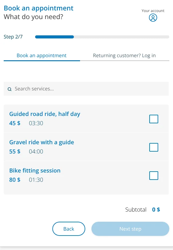 Default language booking form (English)