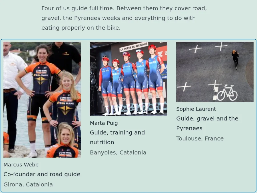 Une page d’équipe en anglais