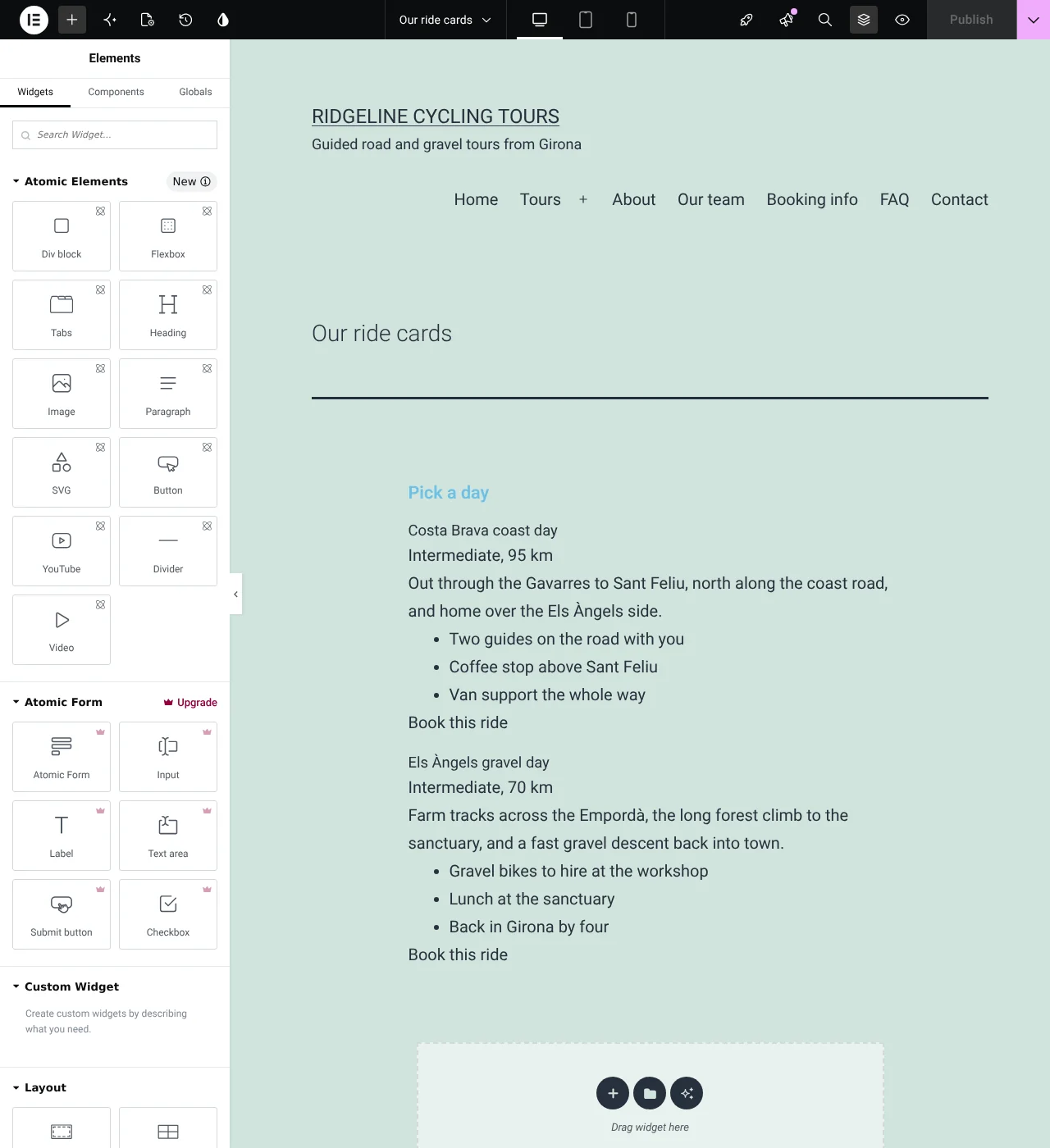 Adding custom widgets you want to register for translation to a page