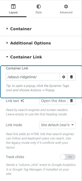 Make Column Clickable 添加到 Elementor 容器的 Container Link 控件