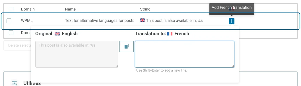 Translating the string from the WPML Language Switcher widget in String Translation