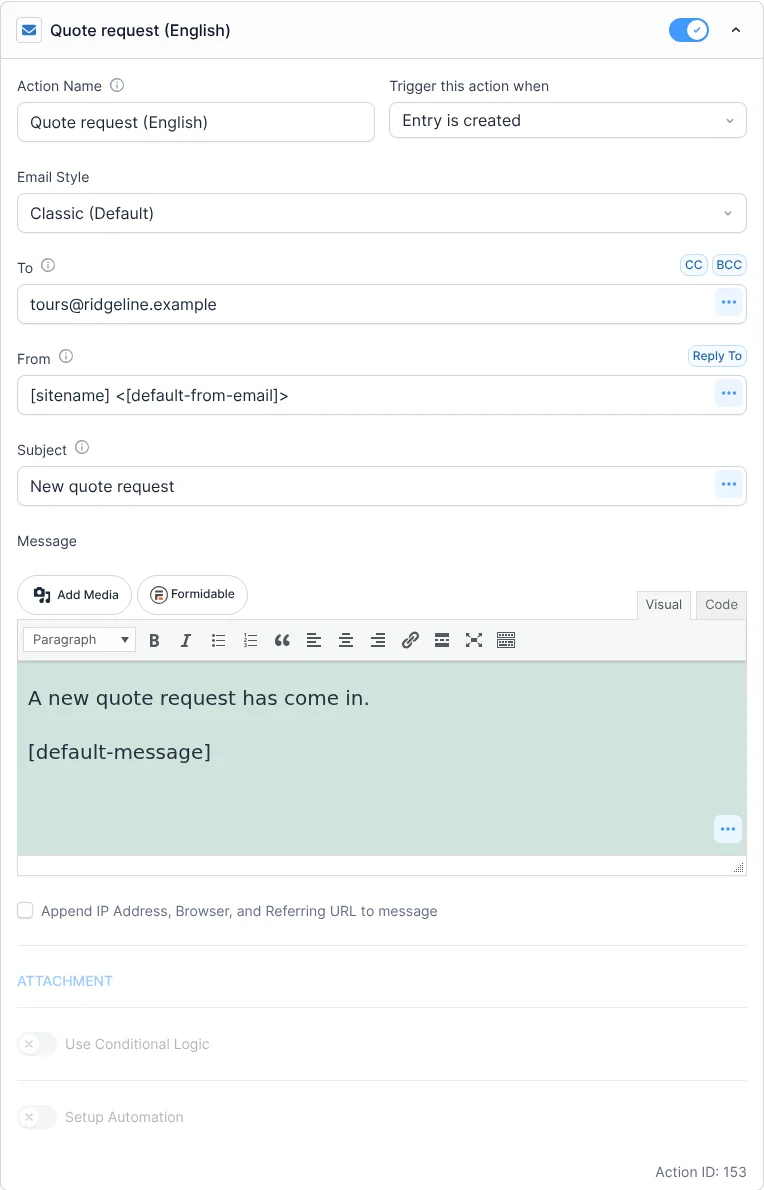 Configurazione delle impostazioni per l’e-mail in inglese